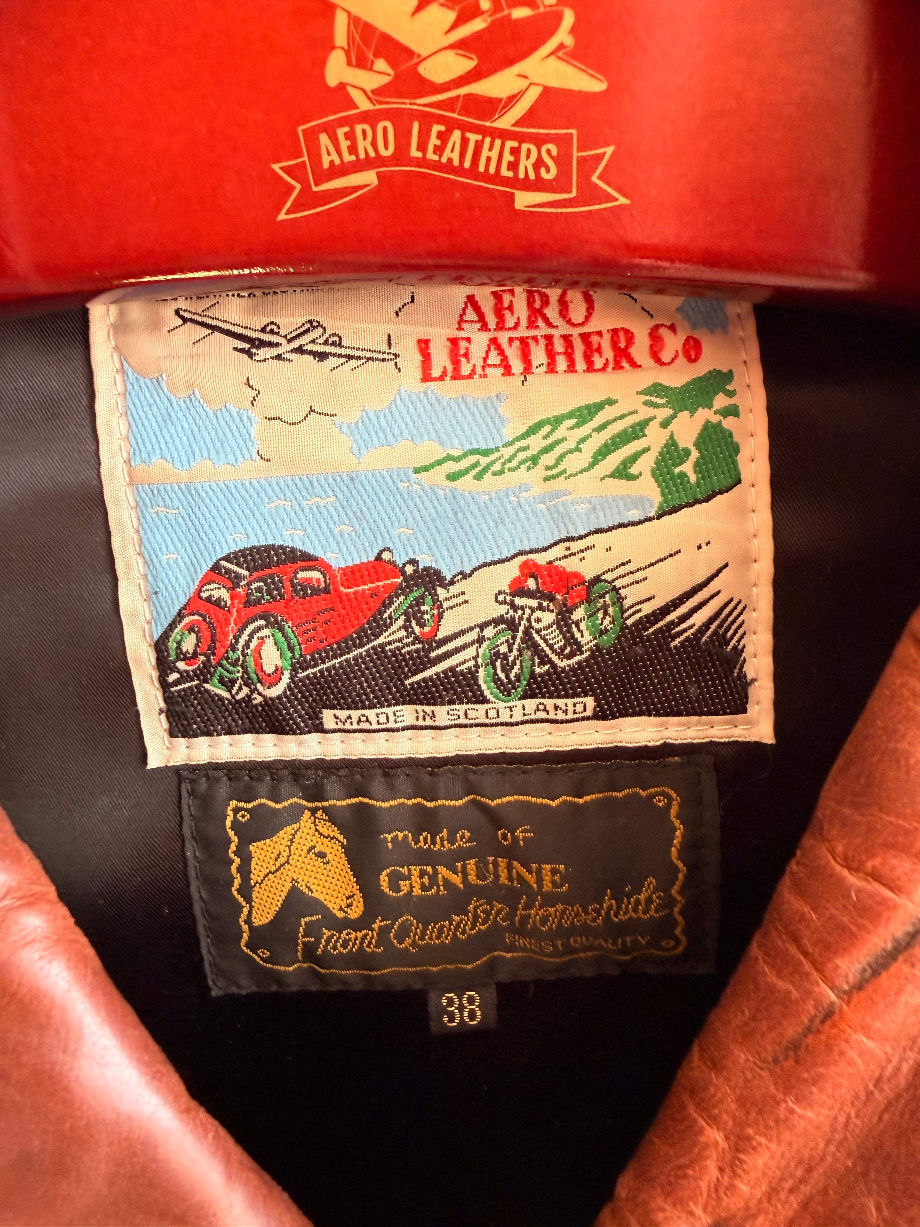 Aero Leather – Cheyenne Full-grain Horsehide Jacket – Cognac (UK 38 / EU 48)